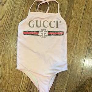 Gucci Light Pink Logo Swimsuit